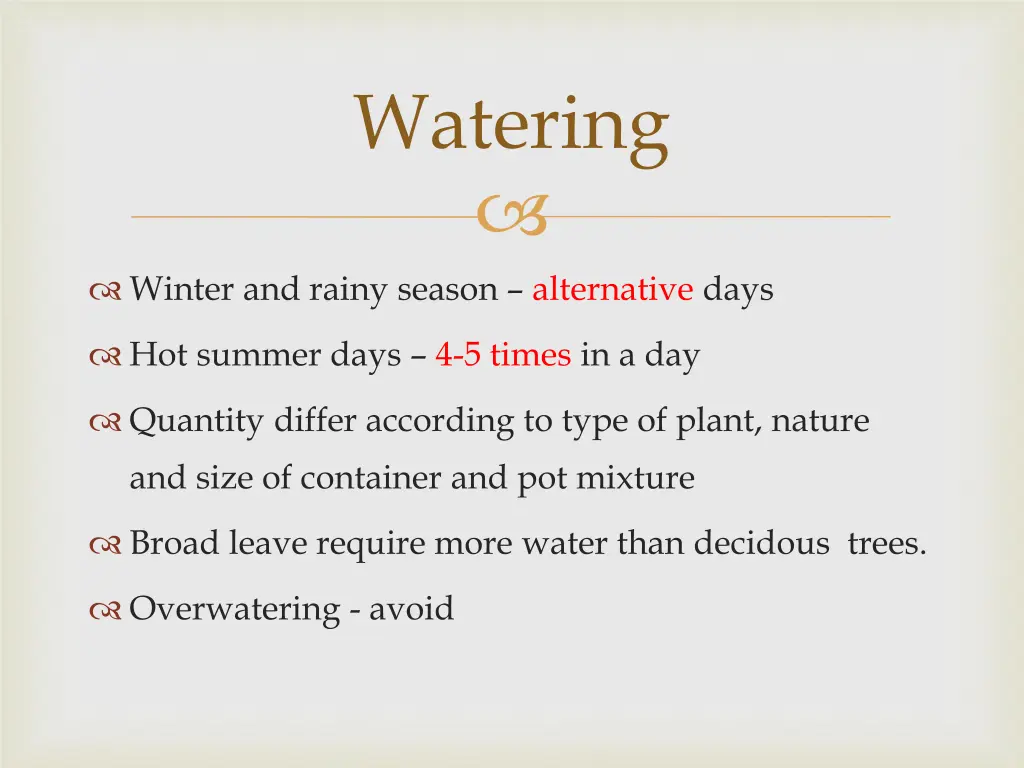 watering