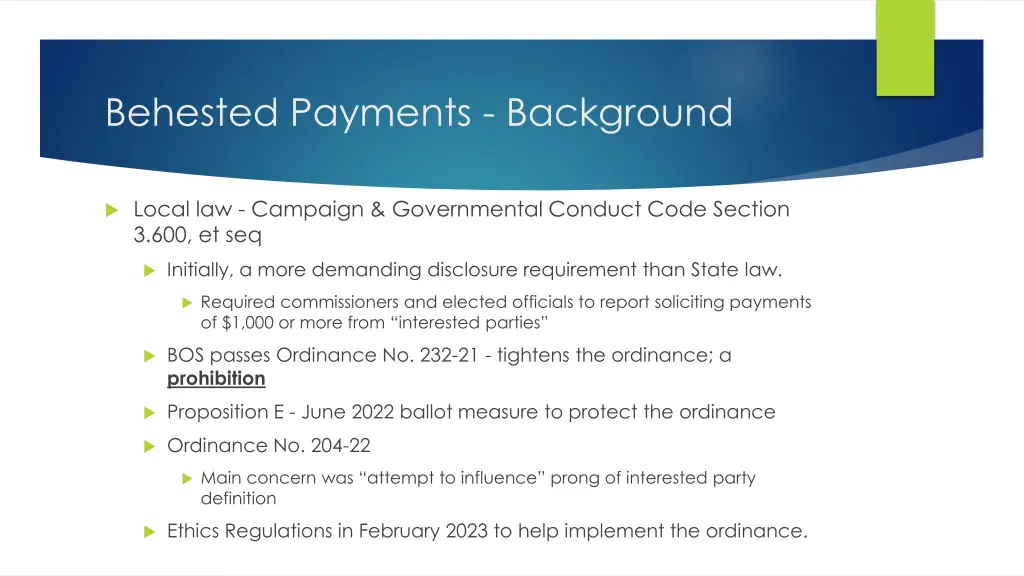 behested payments background 1