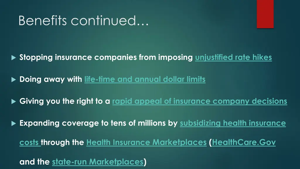 benefits continued