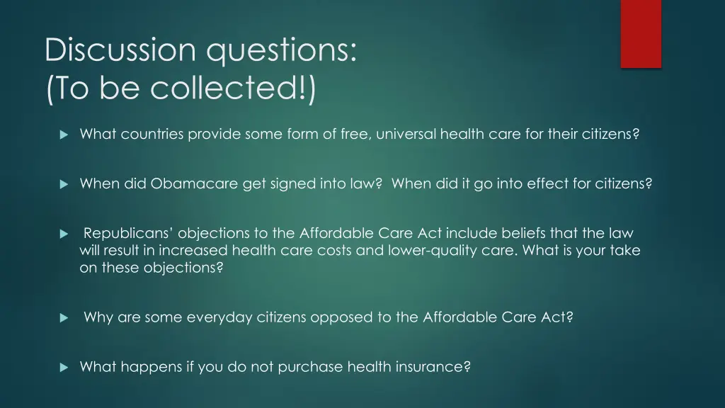 discussion questions to be collected
