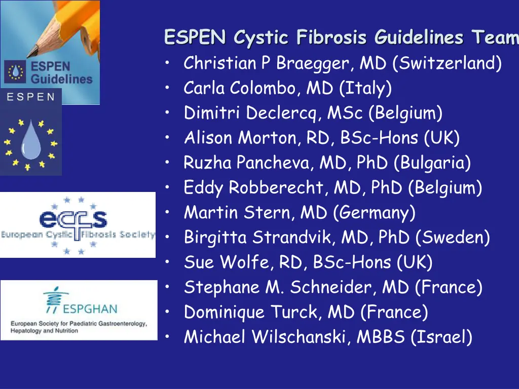 espen cystic fibrosis guidelines team christian
