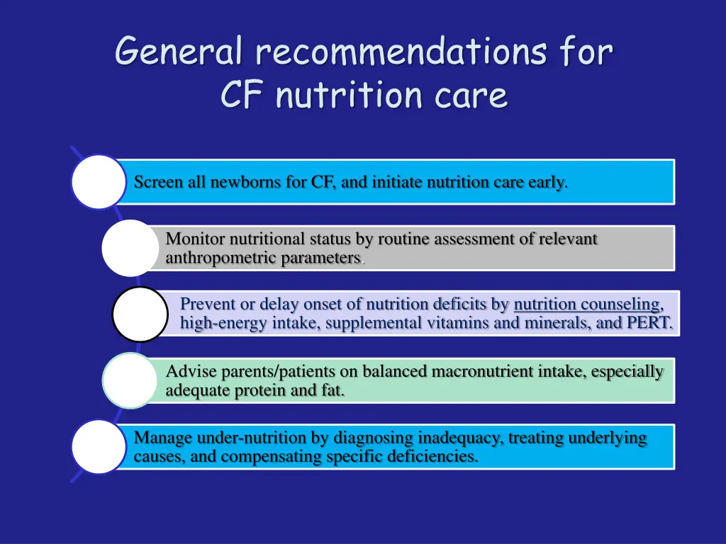 general recommendations for cf nutrition care