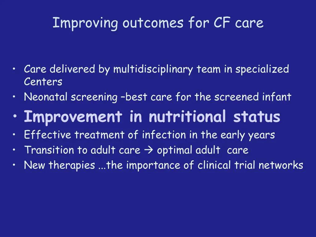improving outcomes for cf care