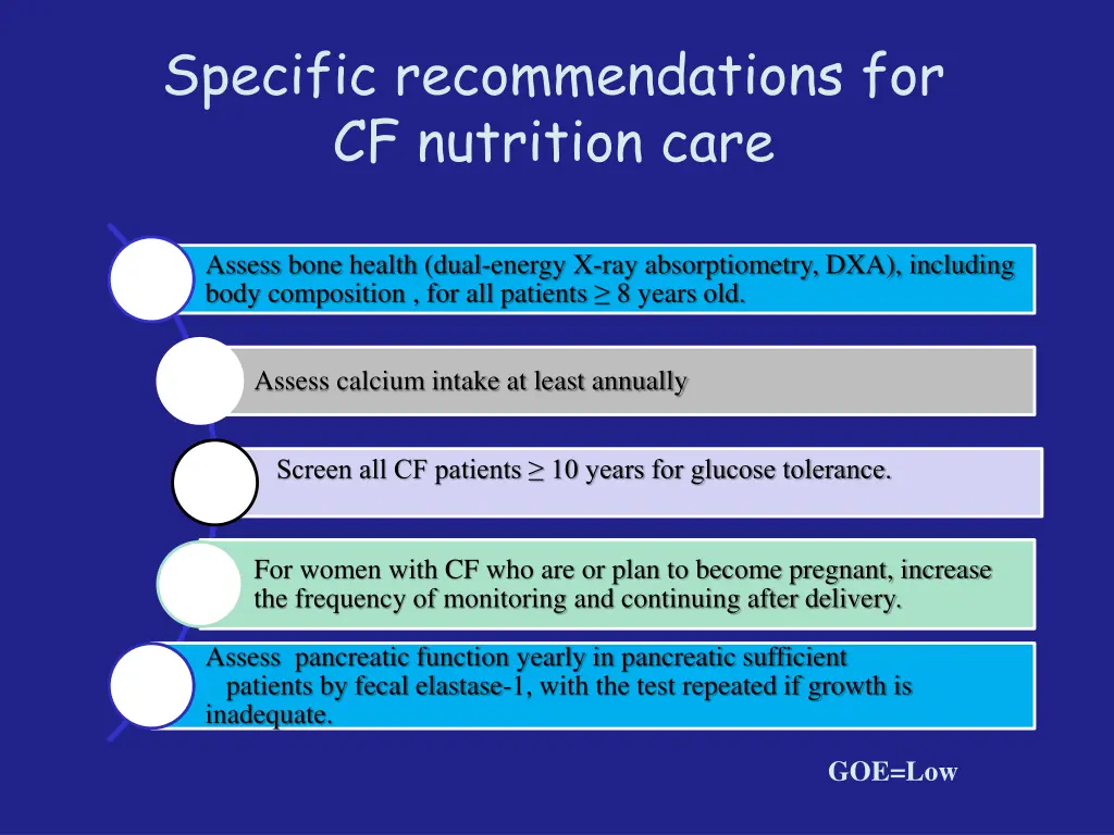 specific recommendations for cf nutrition care