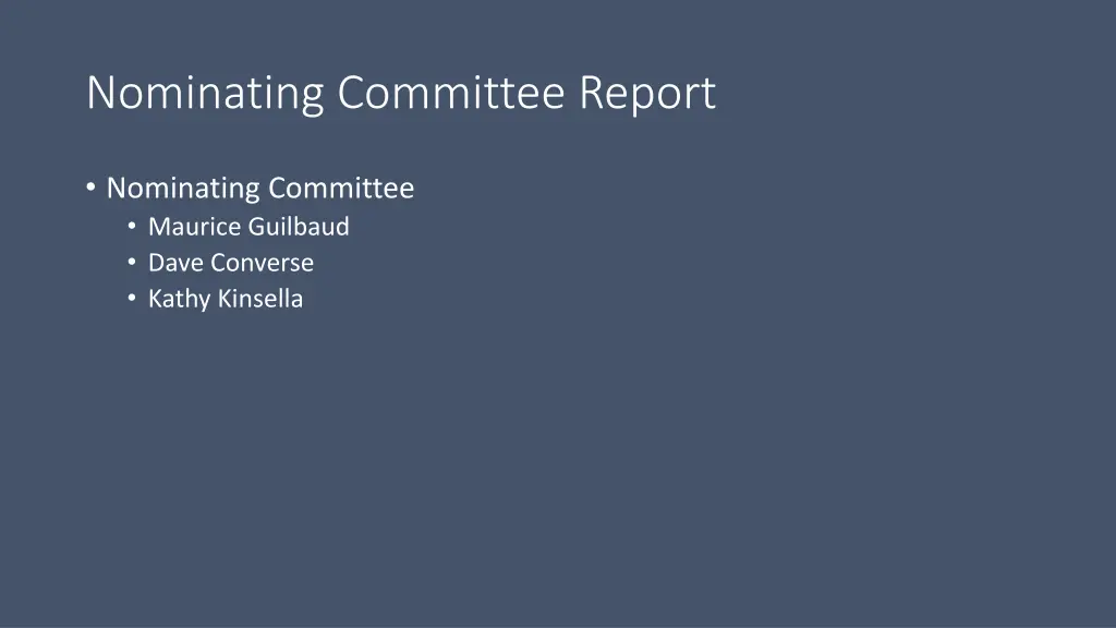 nominating committee report