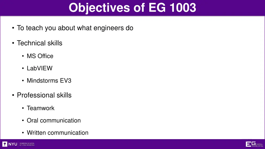 objectives of eg 1003