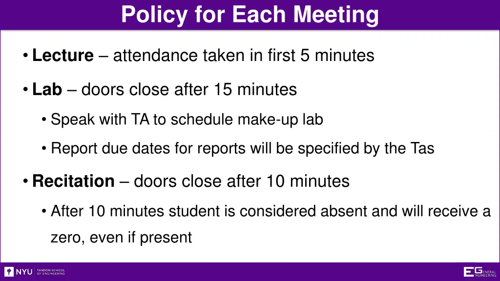 policy for each meeting