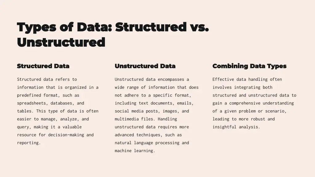 types of data structured vs types of data