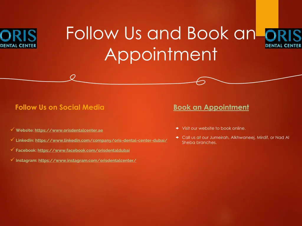 follow us and book an appointment