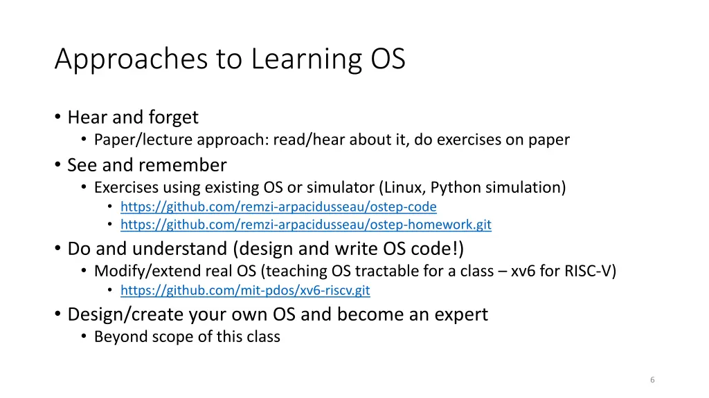approaches to learning os