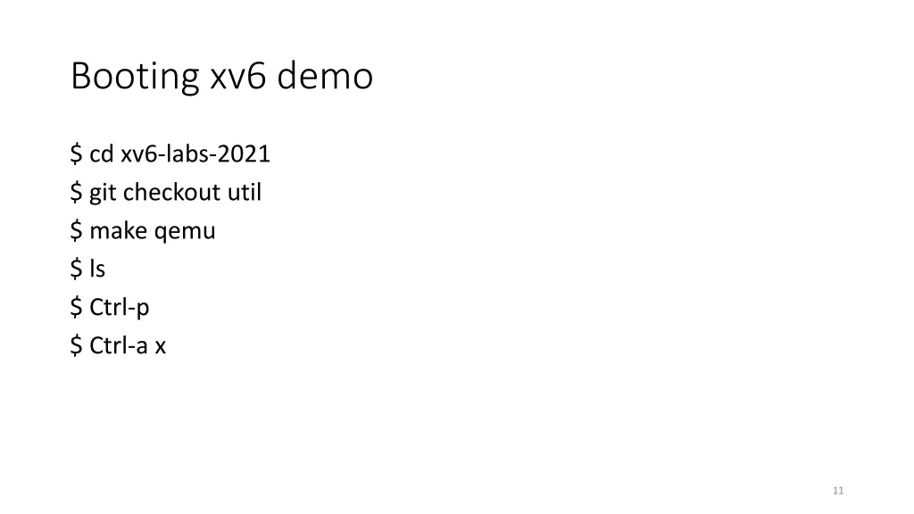 booting xv6 demo