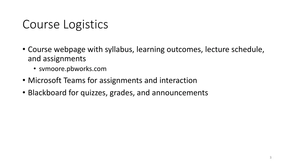course logistics