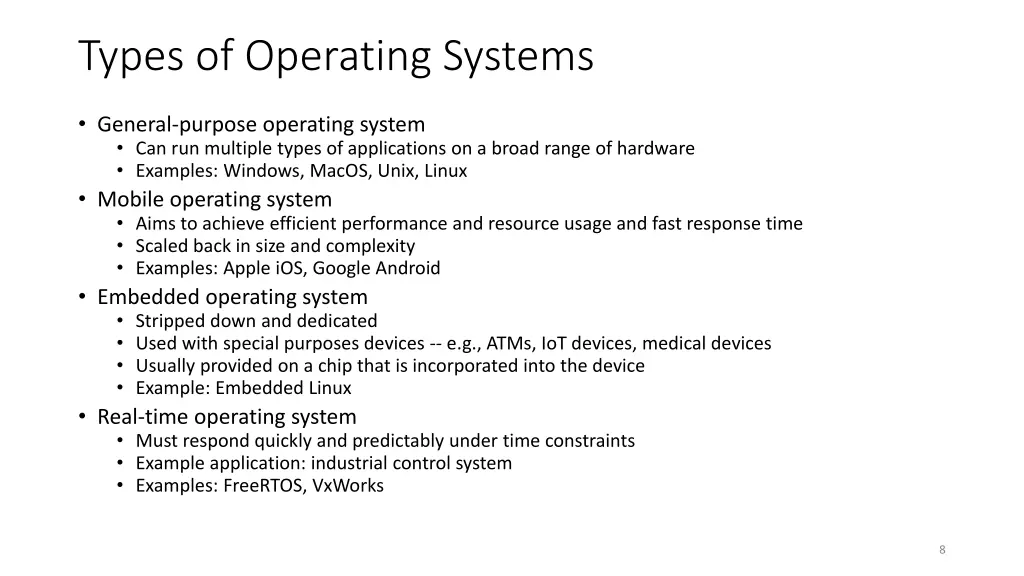 types of operating systems