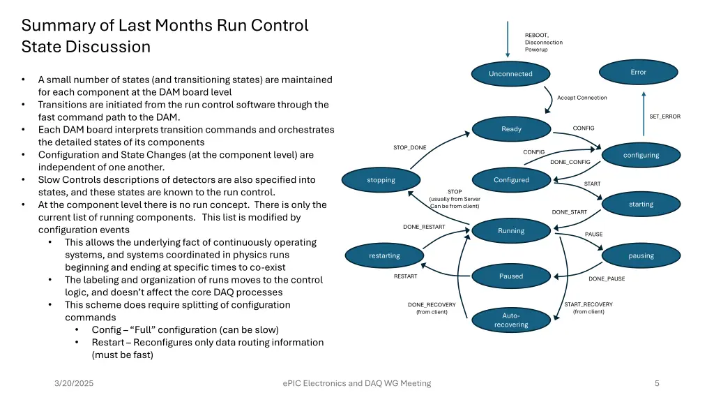 summary of last months run control state