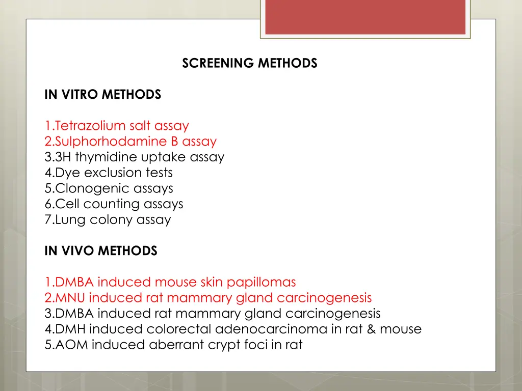screening methods