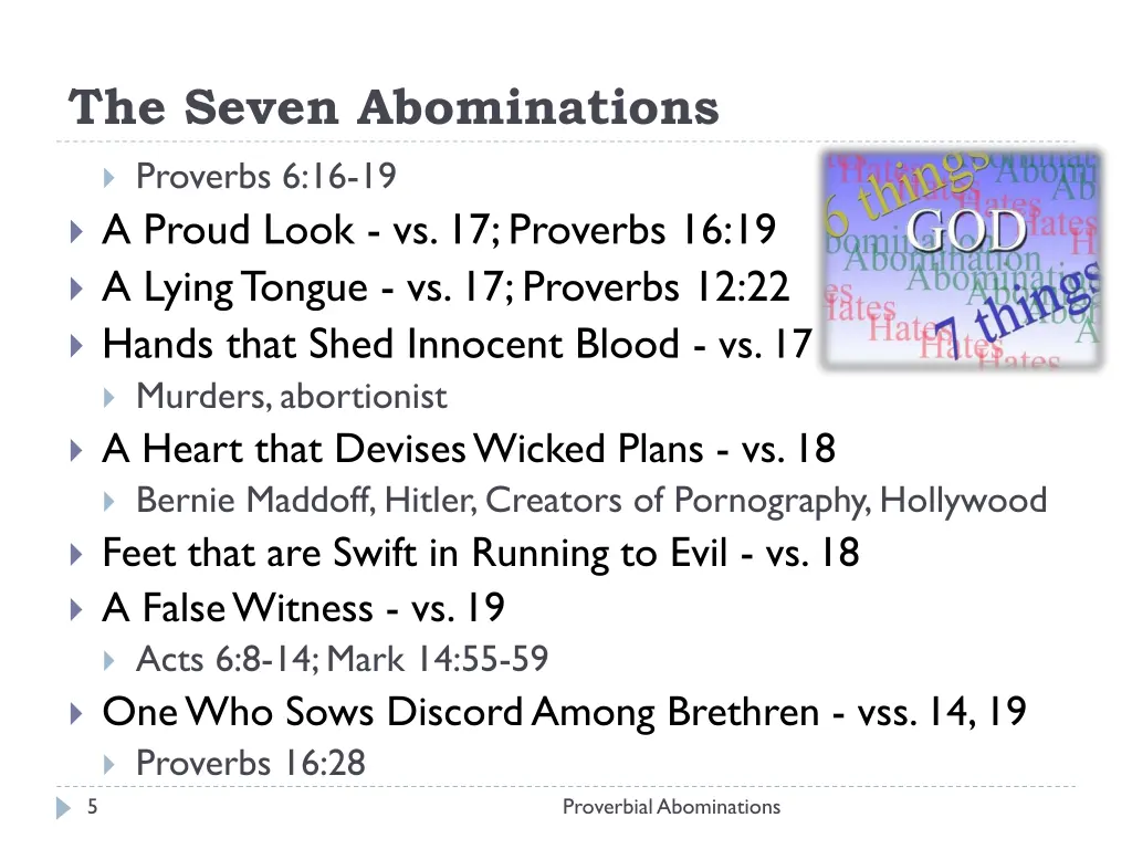 the seven abominations
