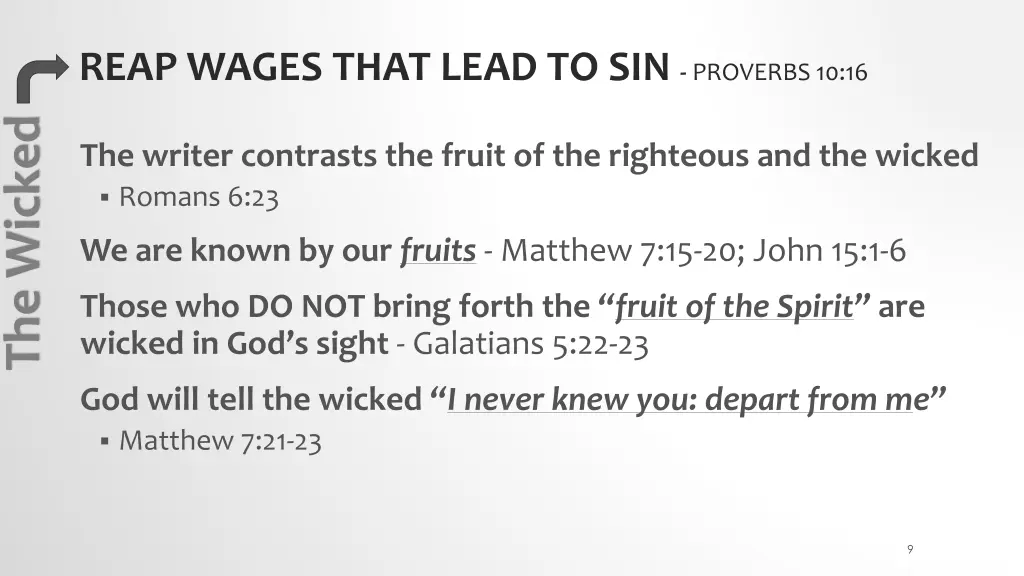 reap wages that lead to sin proverbs 10 16