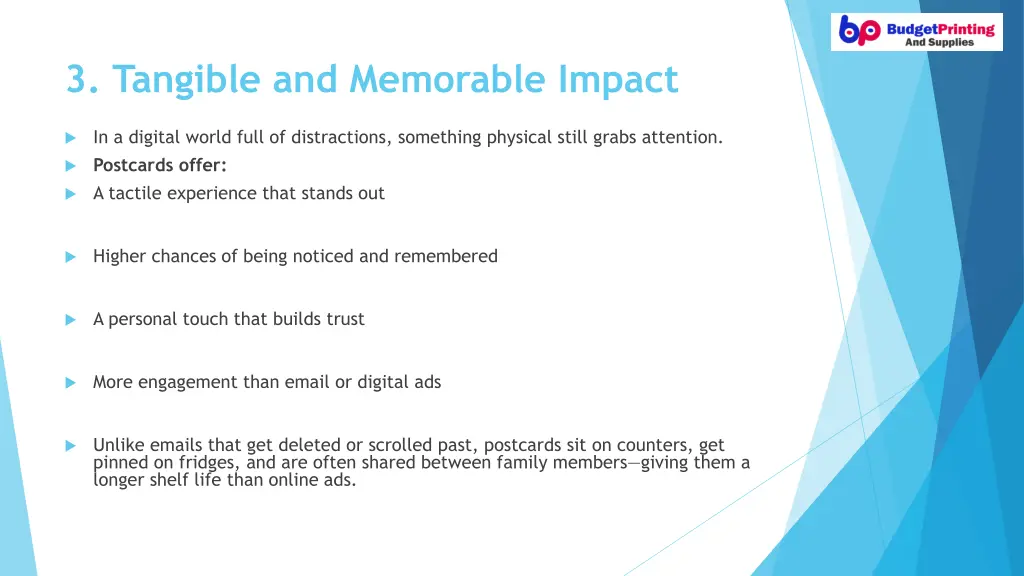 3 tangible and memorable impact