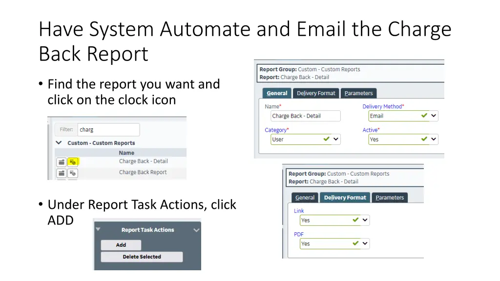 have system automate and email the charge back