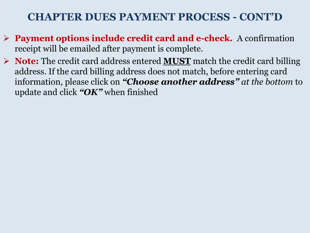 chapter dues payment process cont d 2