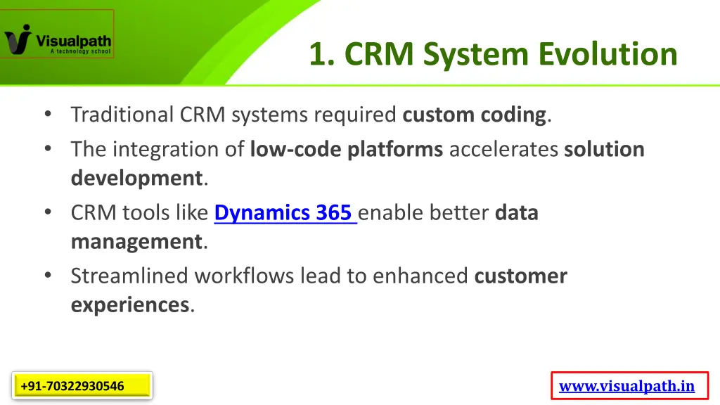 1 crm system evolution