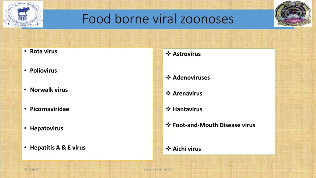 food borne viral zoonoses
