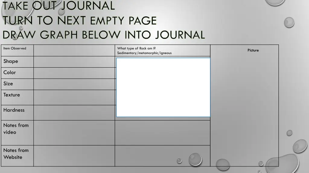 take out journal turn to next empty page draw
