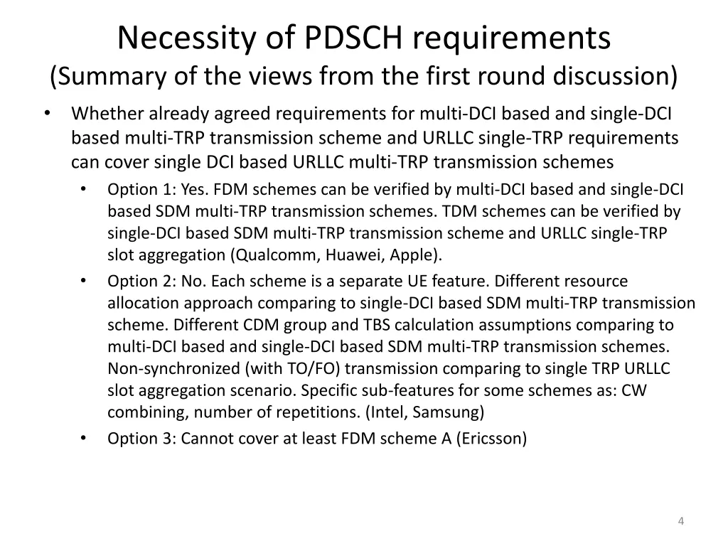 necessity of pdsch requirements summary