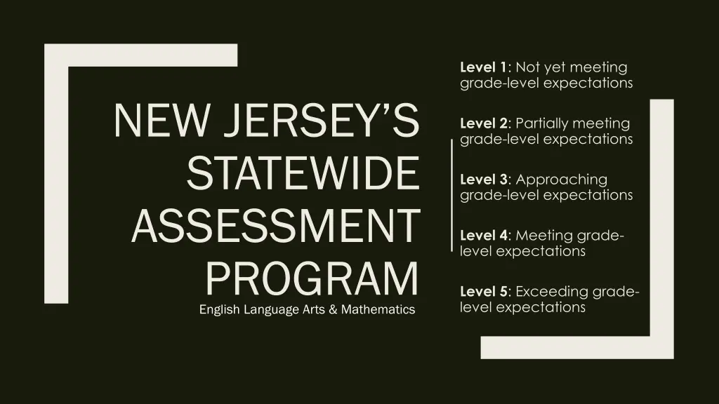 level 1 not yet meeting grade level expectations