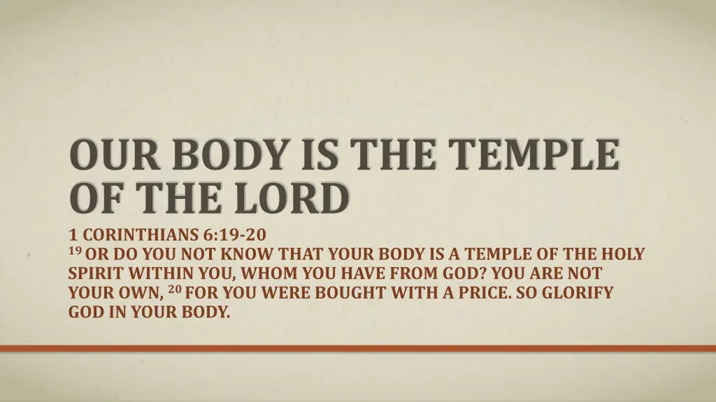 our body is the temple of the lord 1 corinthians