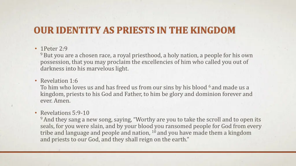our identity as priests in the kingdom