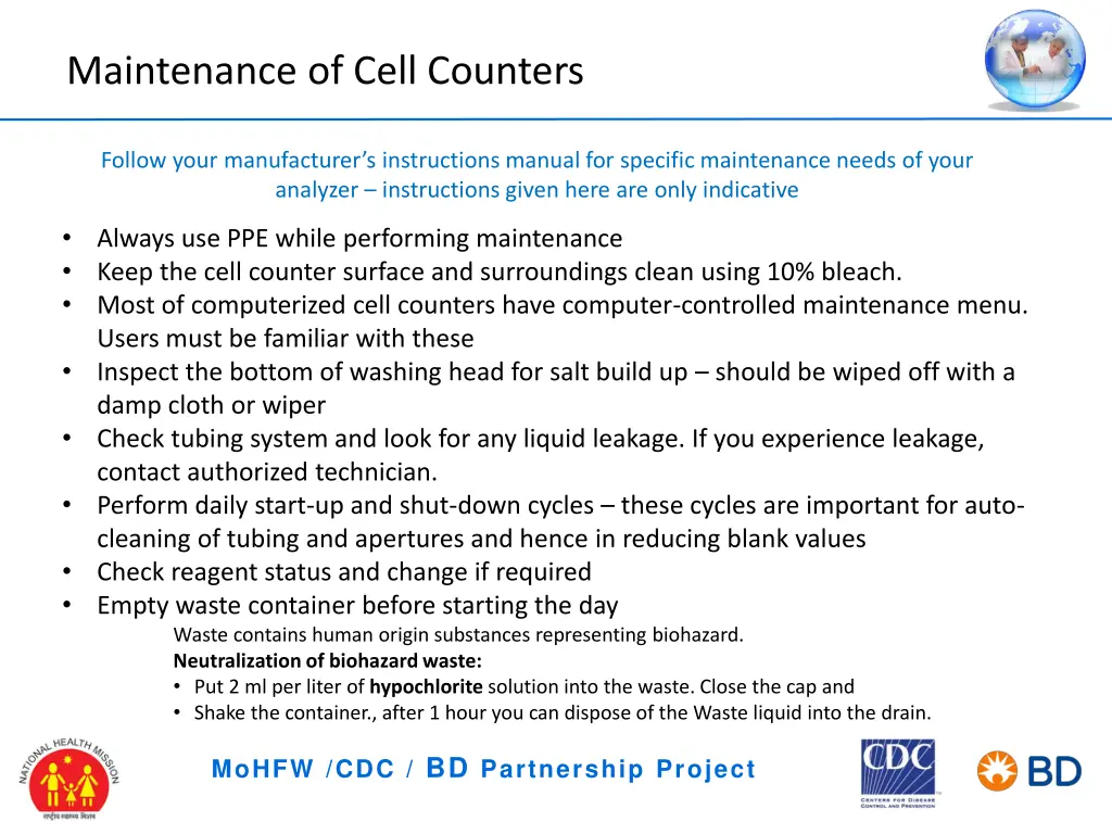 maintenance of cell counters