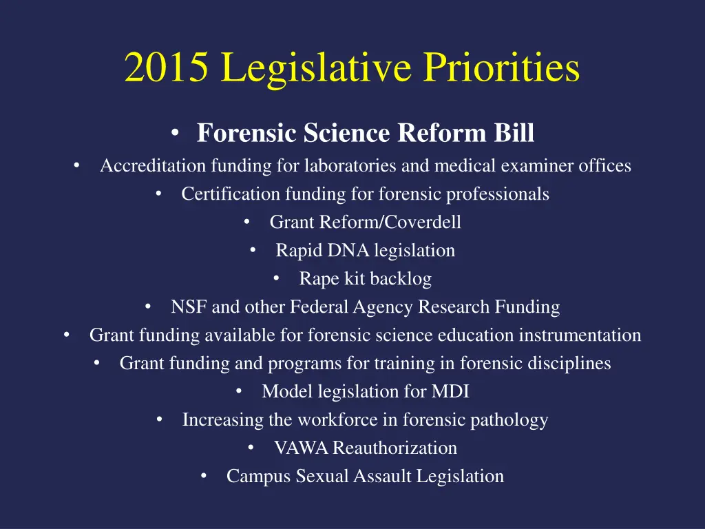 2015 legislative priorities
