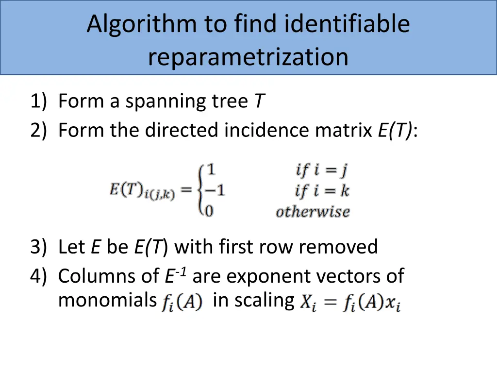 algorithm to find identifiable reparametrization