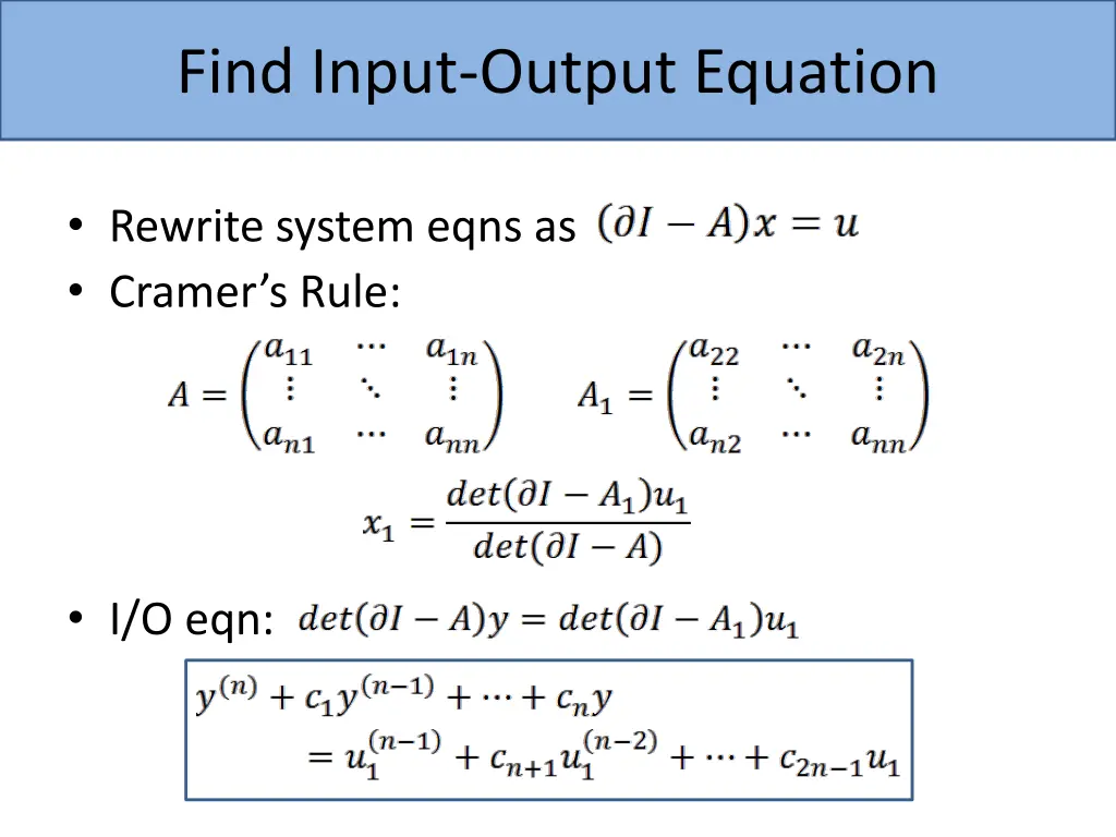 find input output equation