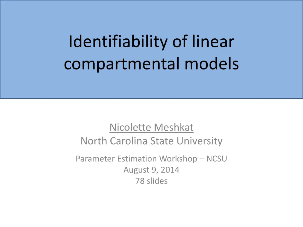 identifiability of linear compartmental models