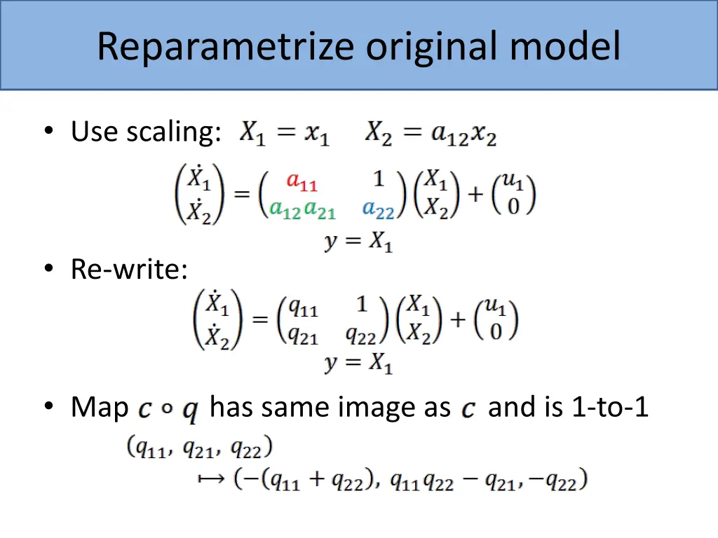 reparametrize original model