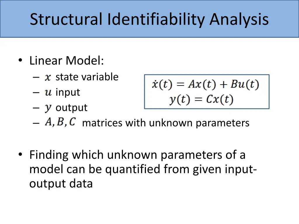 structural identifiability analysis