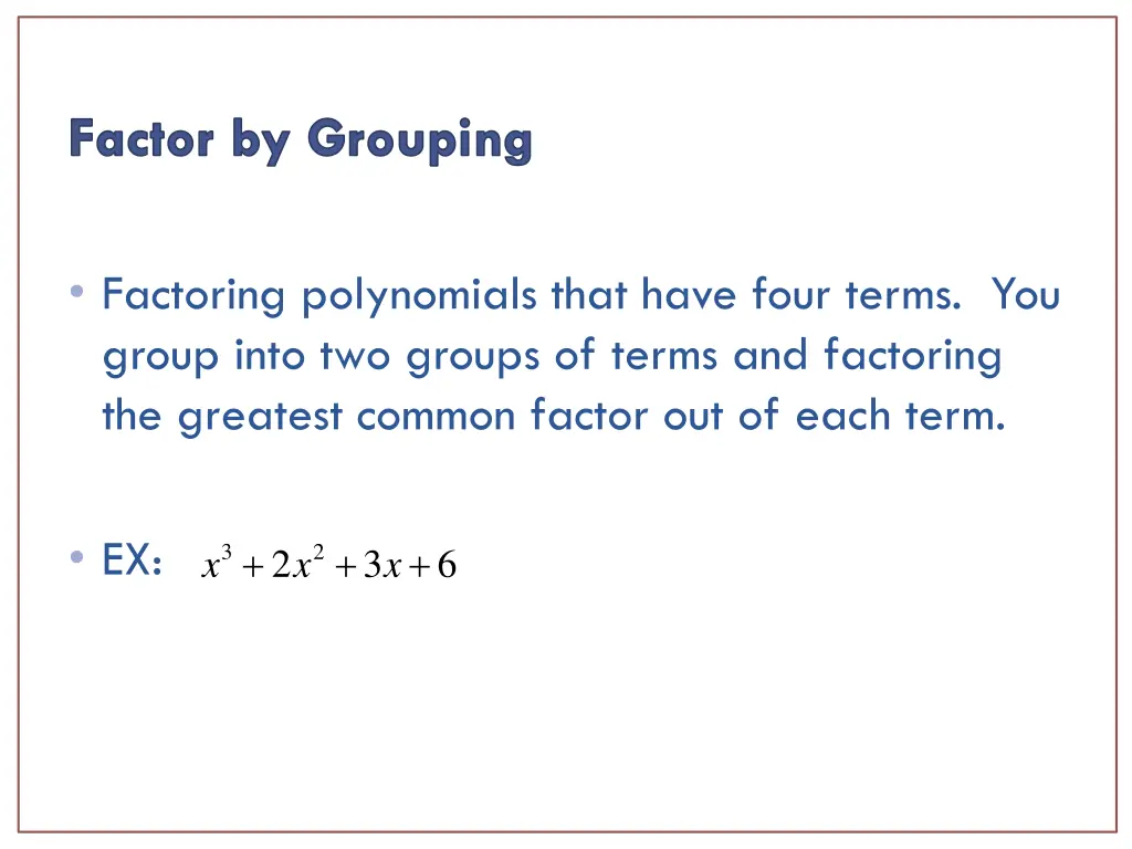 factor by grouping