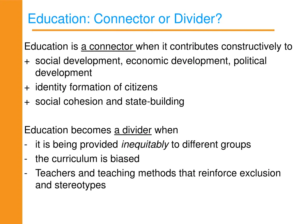 education connector or divider