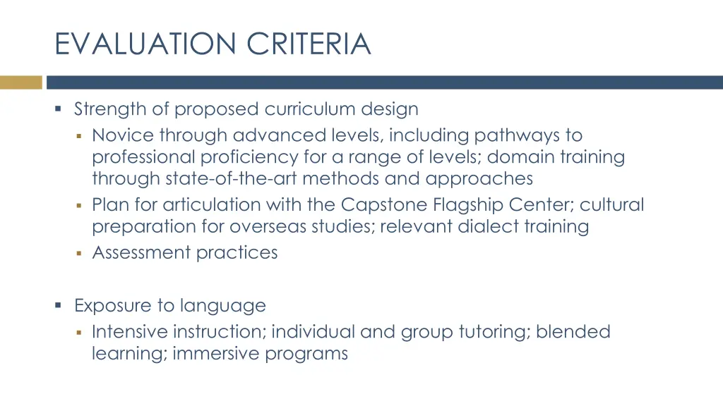 evaluation criteria 1