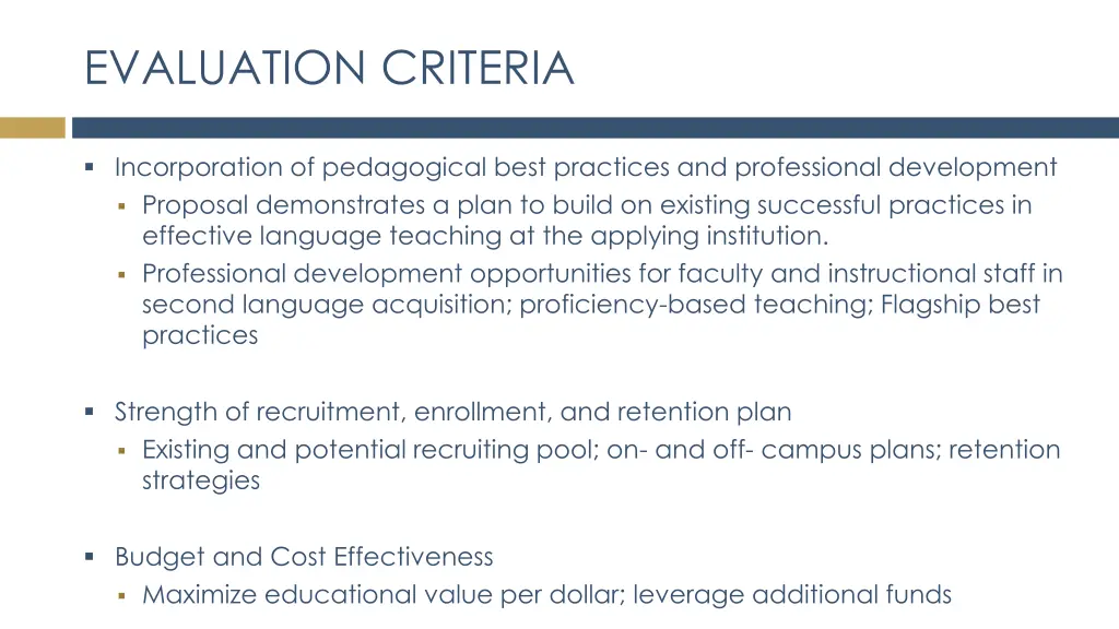 evaluation criteria 2