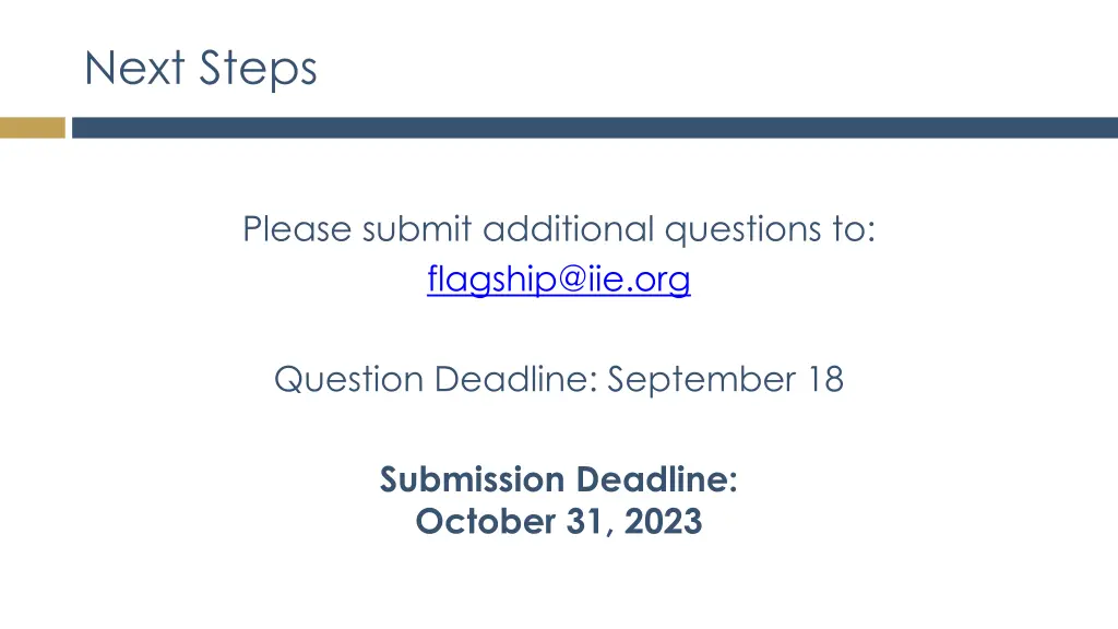 next steps