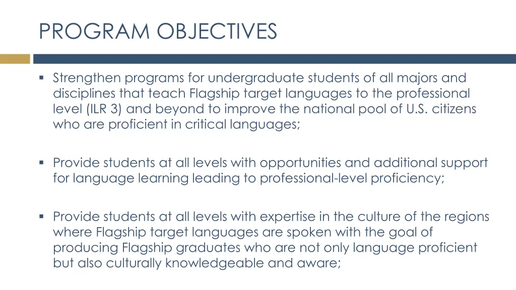 program objectives