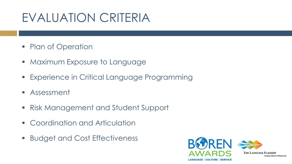 evaluation criteria