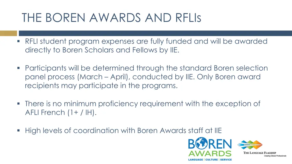 the boren awards and rflis