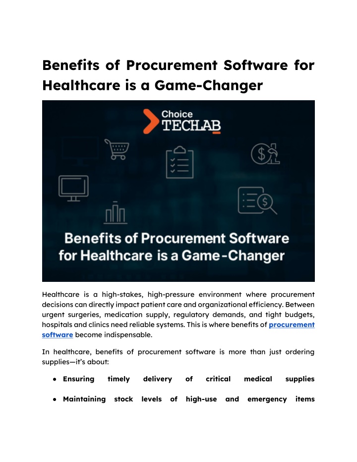 benefits of procurement software for healthcare