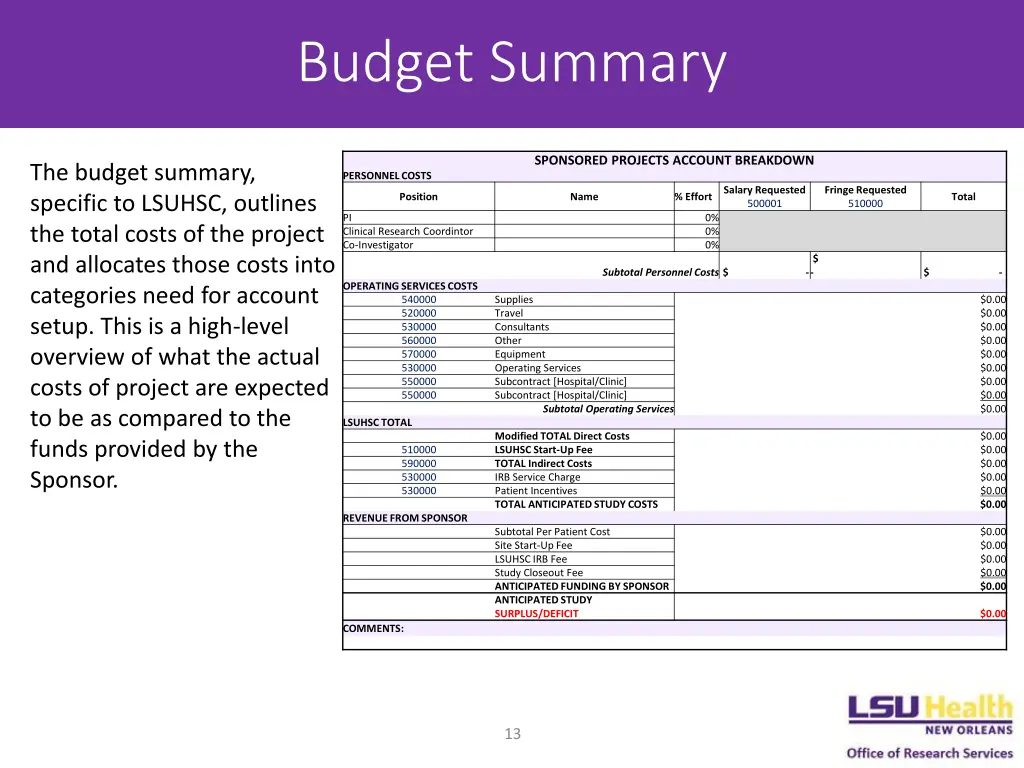 budget summary