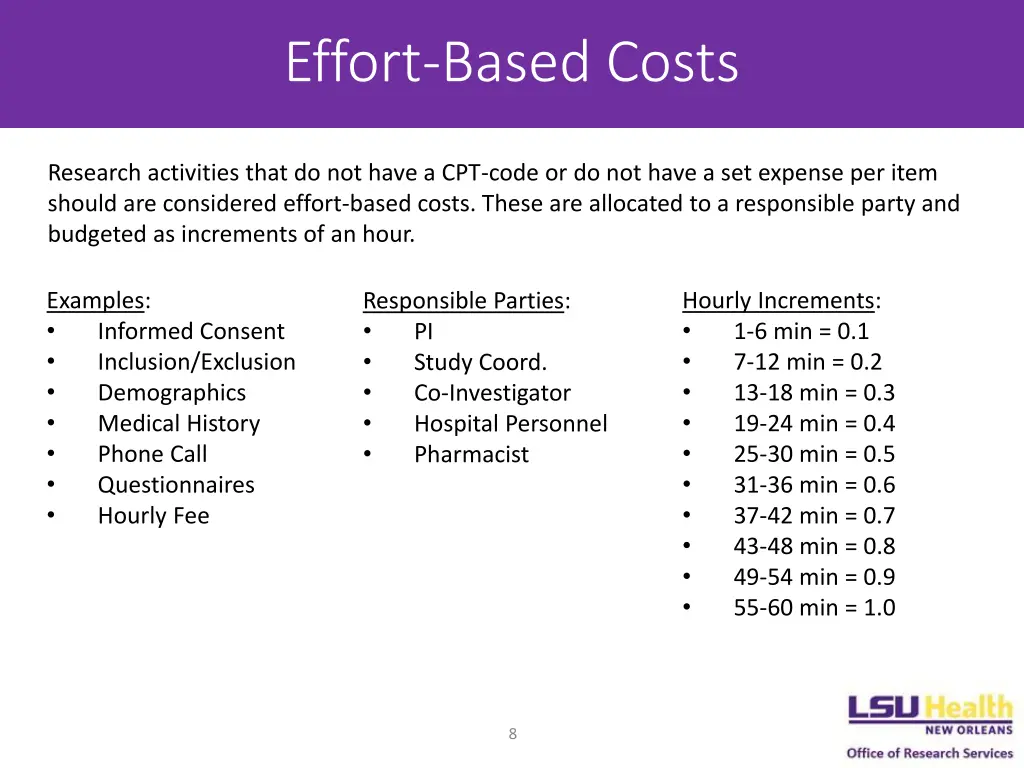 effort based costs