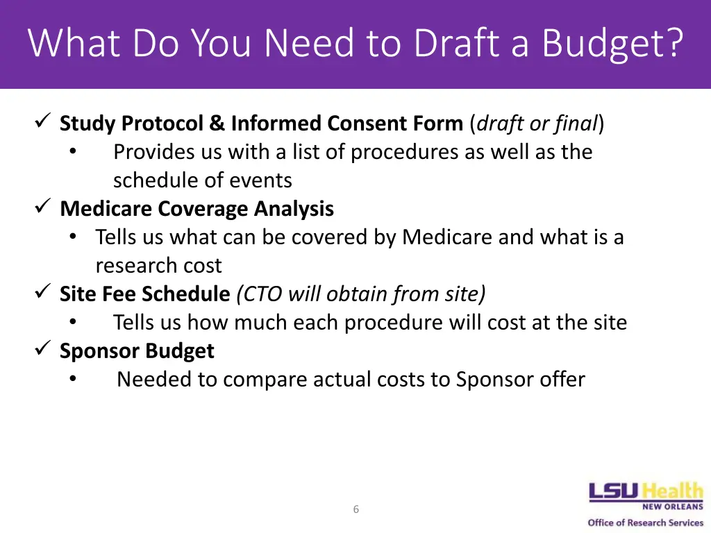 what do you need to draft a budget